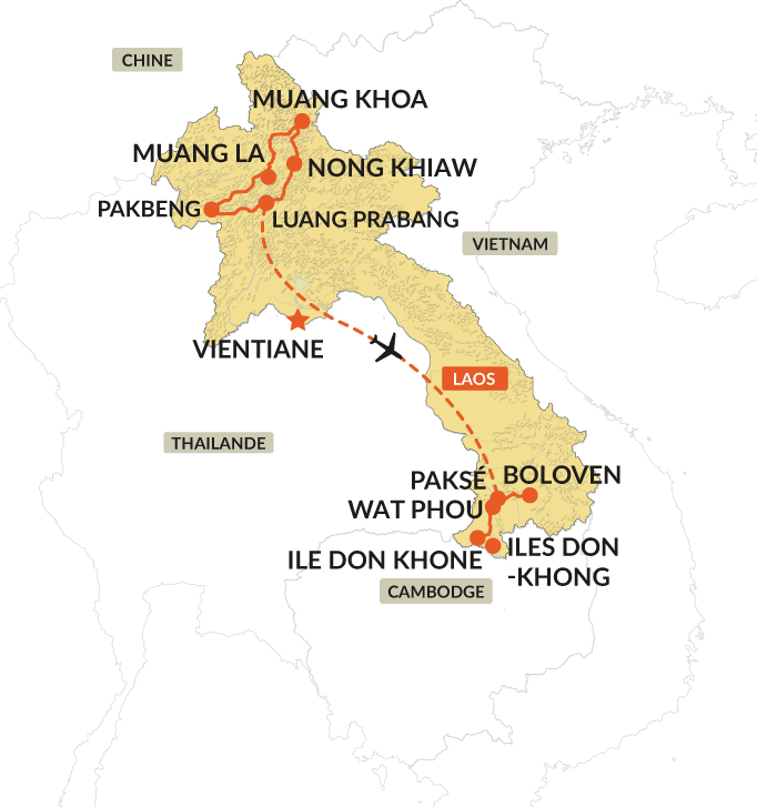 Distances et Temps de route entre les villes du Laos